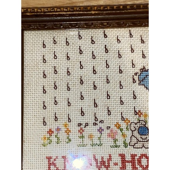 Vintage 1989 Cross-stitch Embroidery Ziggy Cartoon Character Frame Flowers - Picture 7 of 8